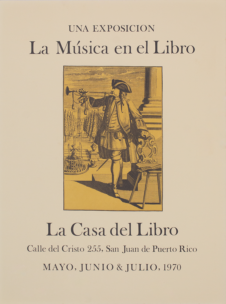 Cartel de LCDL | La música en el libro, 1970 | Diseño por David Jackson McWilliams | Medidas: 18’’ x 24’’ | Impresión offset